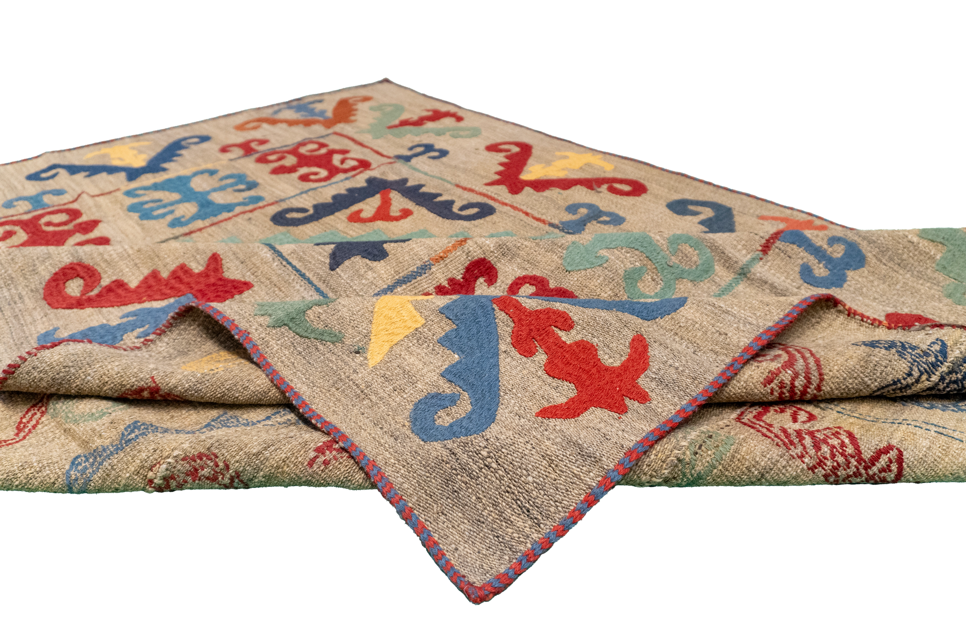 W 4.10 L 6.10 Kilim 100% Wool Hand-Woven All-Over Design - 57977