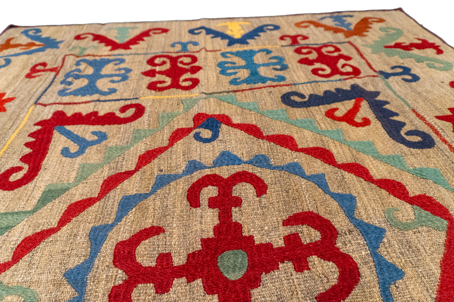 W 4.10 L 6.10 Kilim 100% Wool Hand-Woven All-Over Design - 57977