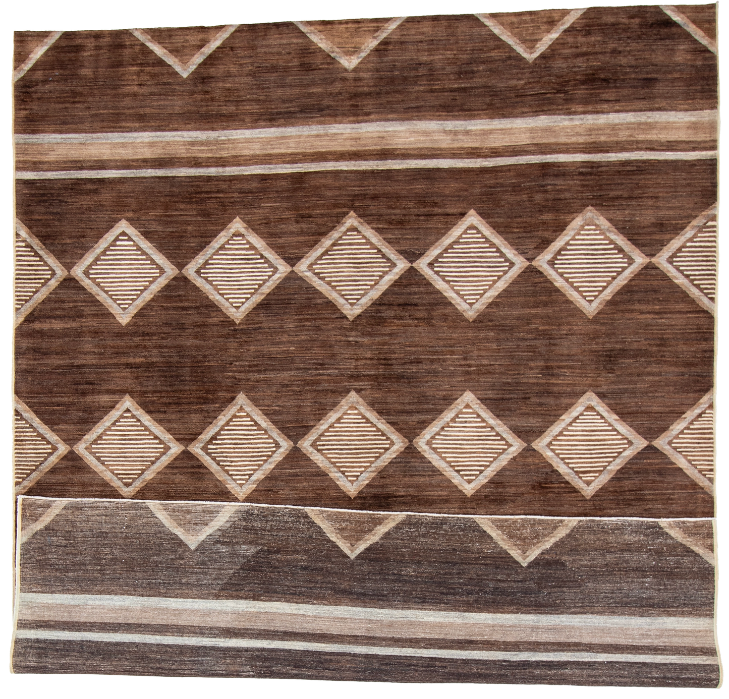 W 8.1 L 9.9 Mountain Modern 100% Wool Hand-Woven All-Over Design - 57990