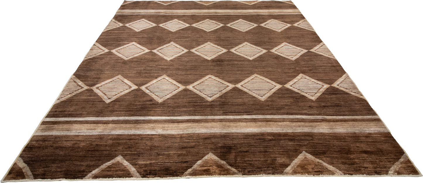 W 8.1 L 9.9 Mountain Modern 100% Wool Hand-Woven All-Over Design - 57990