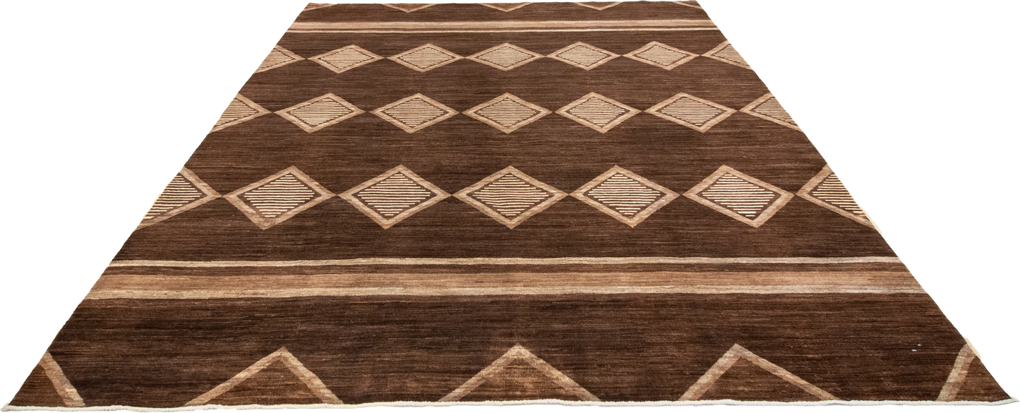 W 8.1 L 9.9 Mountain Modern 100% Wool Hand-Woven All-Over Design - 57990