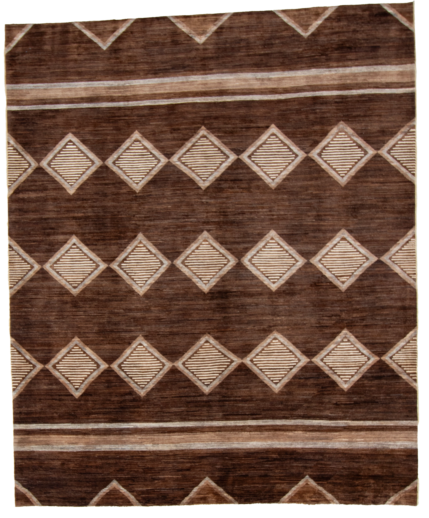 W 8.1 L 9.9 Mountain Modern 100% Wool Hand-Woven All-Over Design - 57990