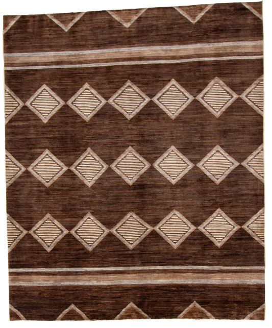 W 8.1 L 9.9 Mountain Modern 100% Wool Hand-Woven All-Over Design - 57990