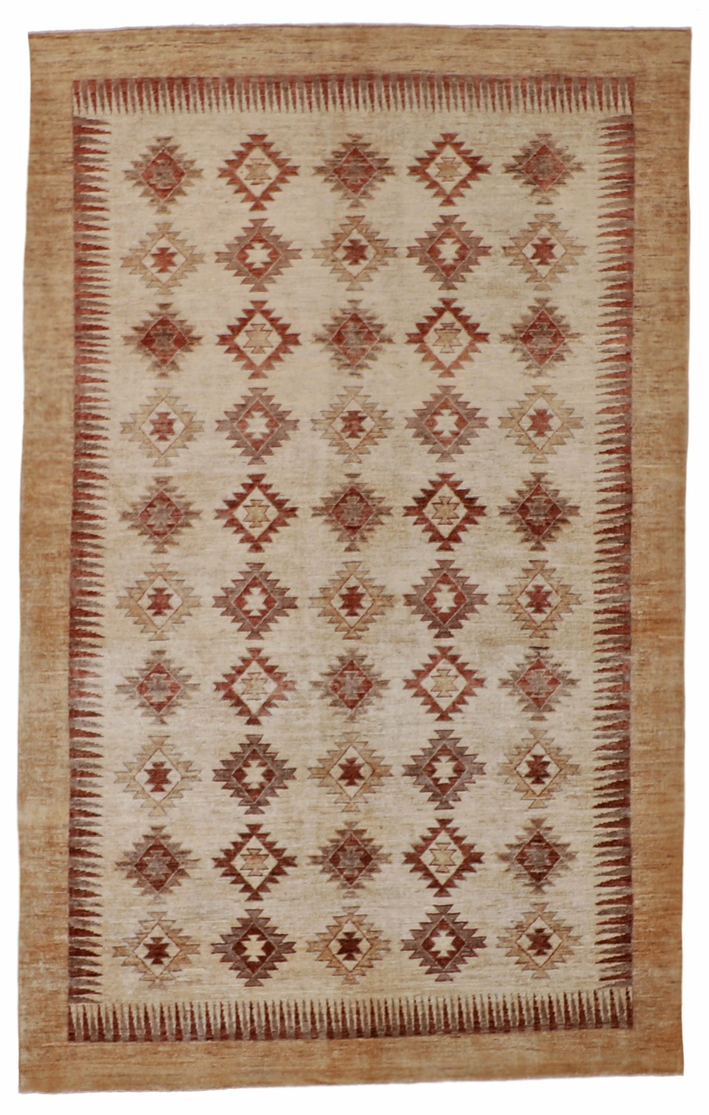 W 5.9 L 9 Mountain Modern 100% Wool Handmade Geometric Design - 57996