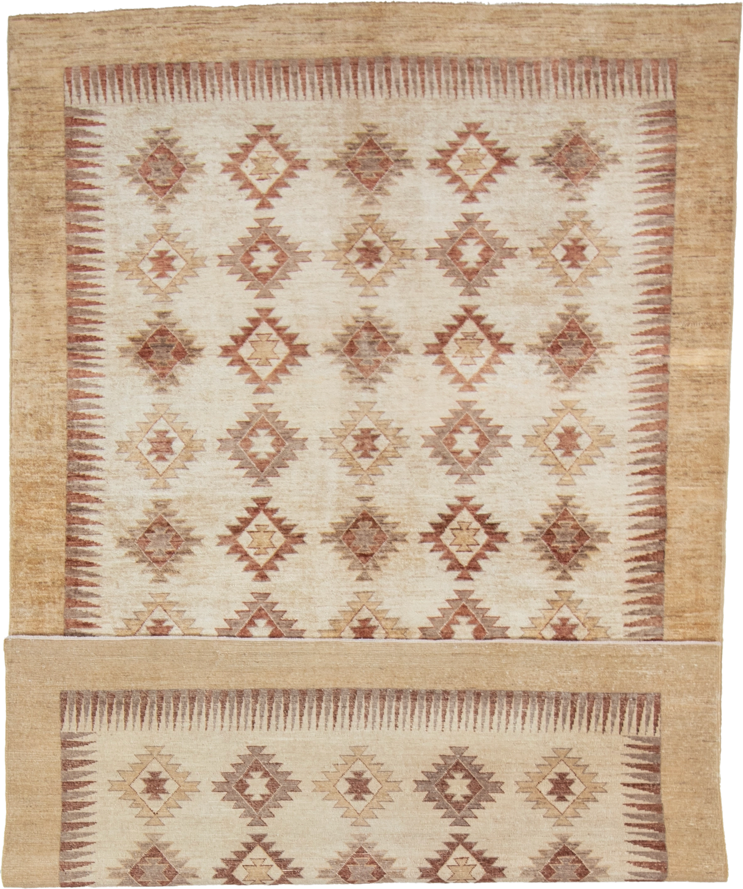 W 5.9 L 9 Mountain Modern 100% Wool Hand-Woven Geometric Design - 57996