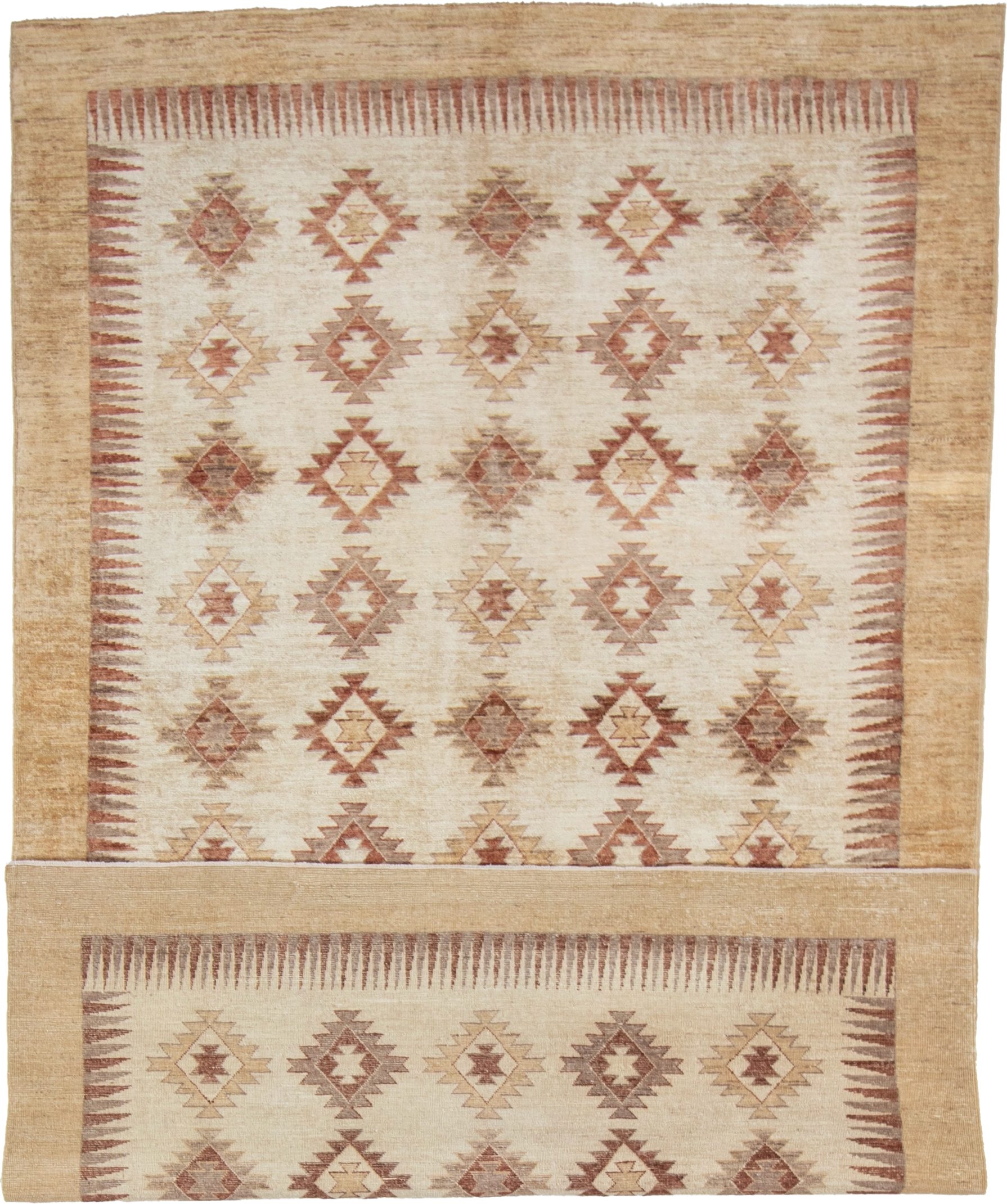 W 5.9 L 9 Mountain Modern 100% Wool Hand-Woven Geometric Design - 57996