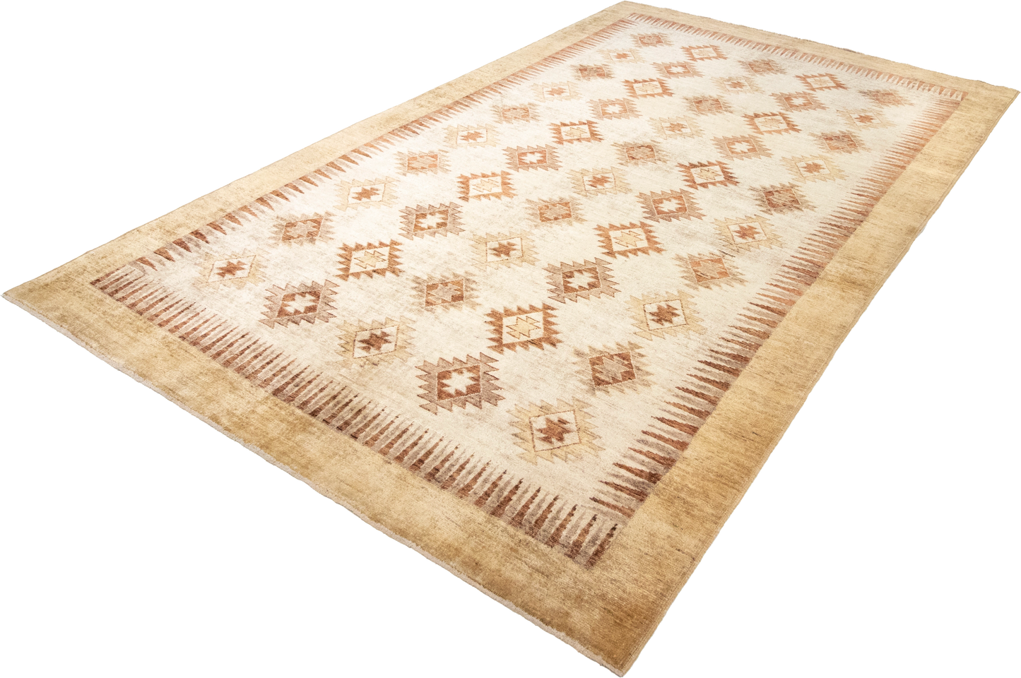 W 5.9 L 9 Mountain Modern 100% Wool Hand-Woven Geometric Design - 57996