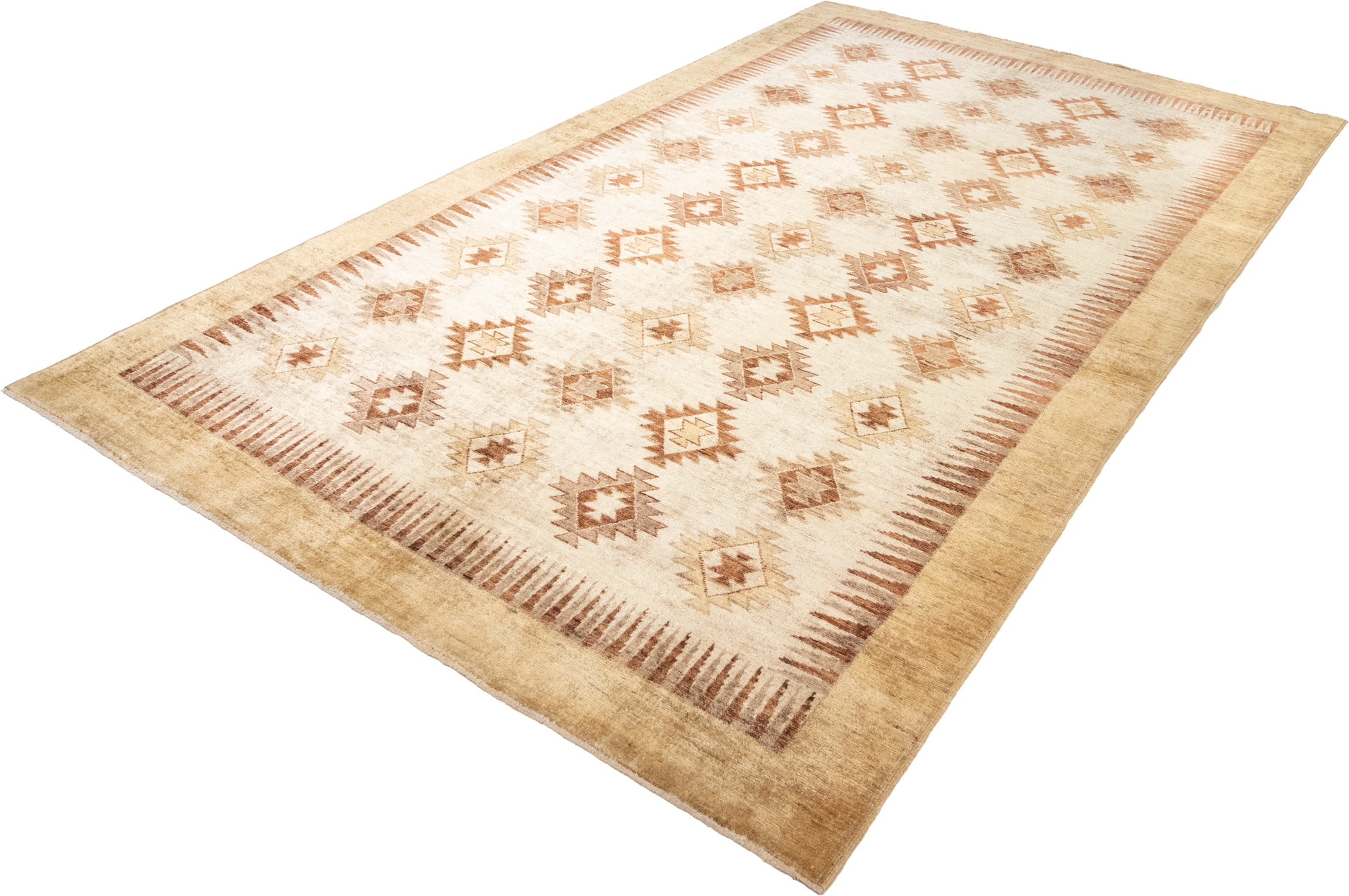 W 5.9 L 9 Mountain Modern 100% Wool Hand-Woven Geometric Design - 57996