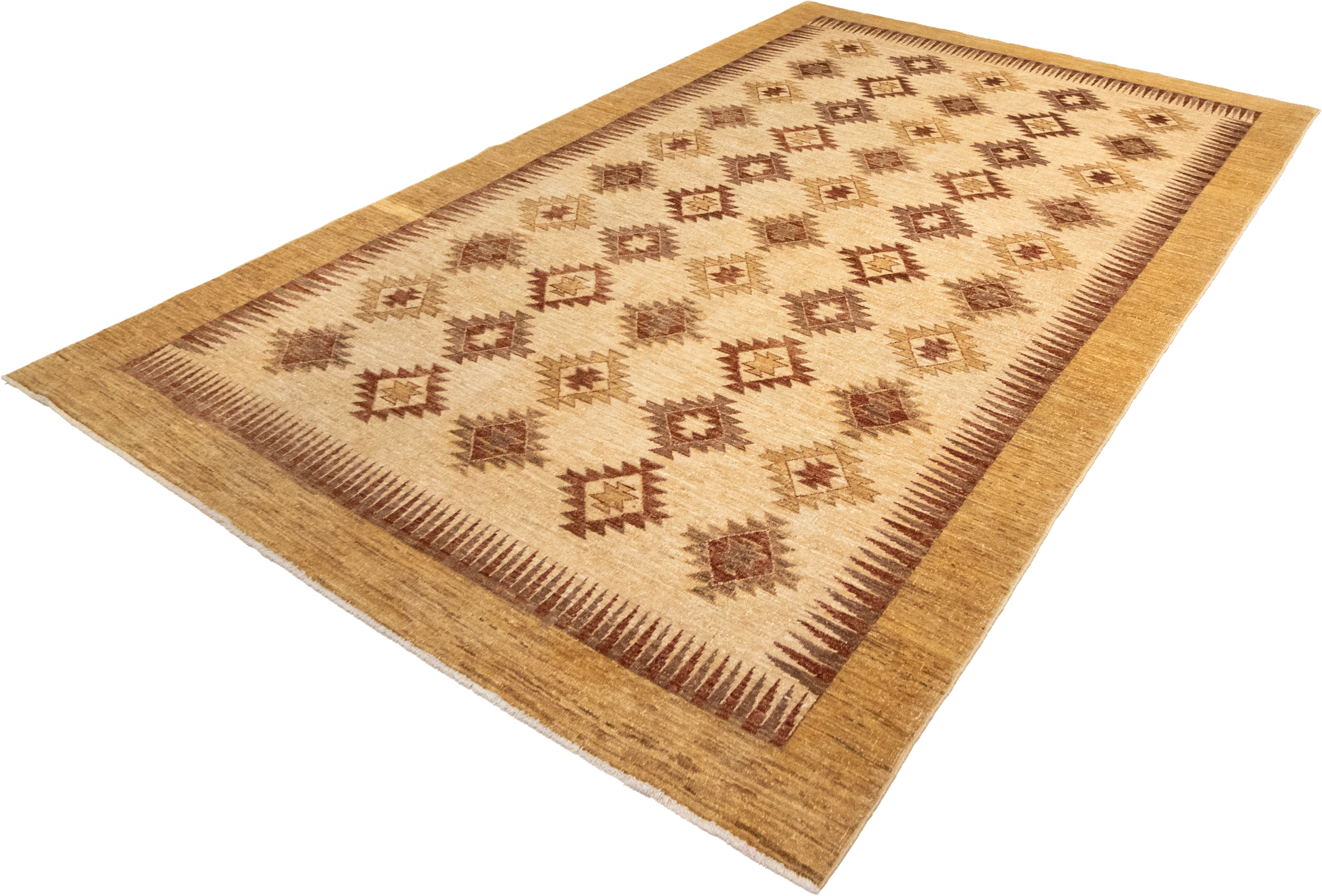 W 5.9 L 9 Mountain Modern 100% Wool Hand-Woven Geometric Design - 57996