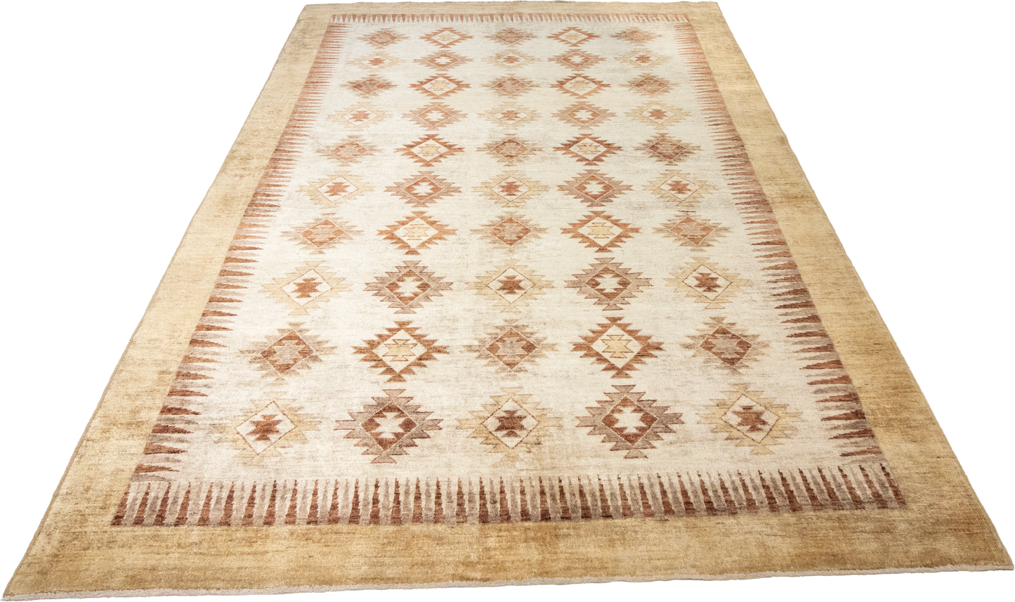 W 5.9 L 9 Mountain Modern 100% Wool Hand-Woven Geometric Design - 57996