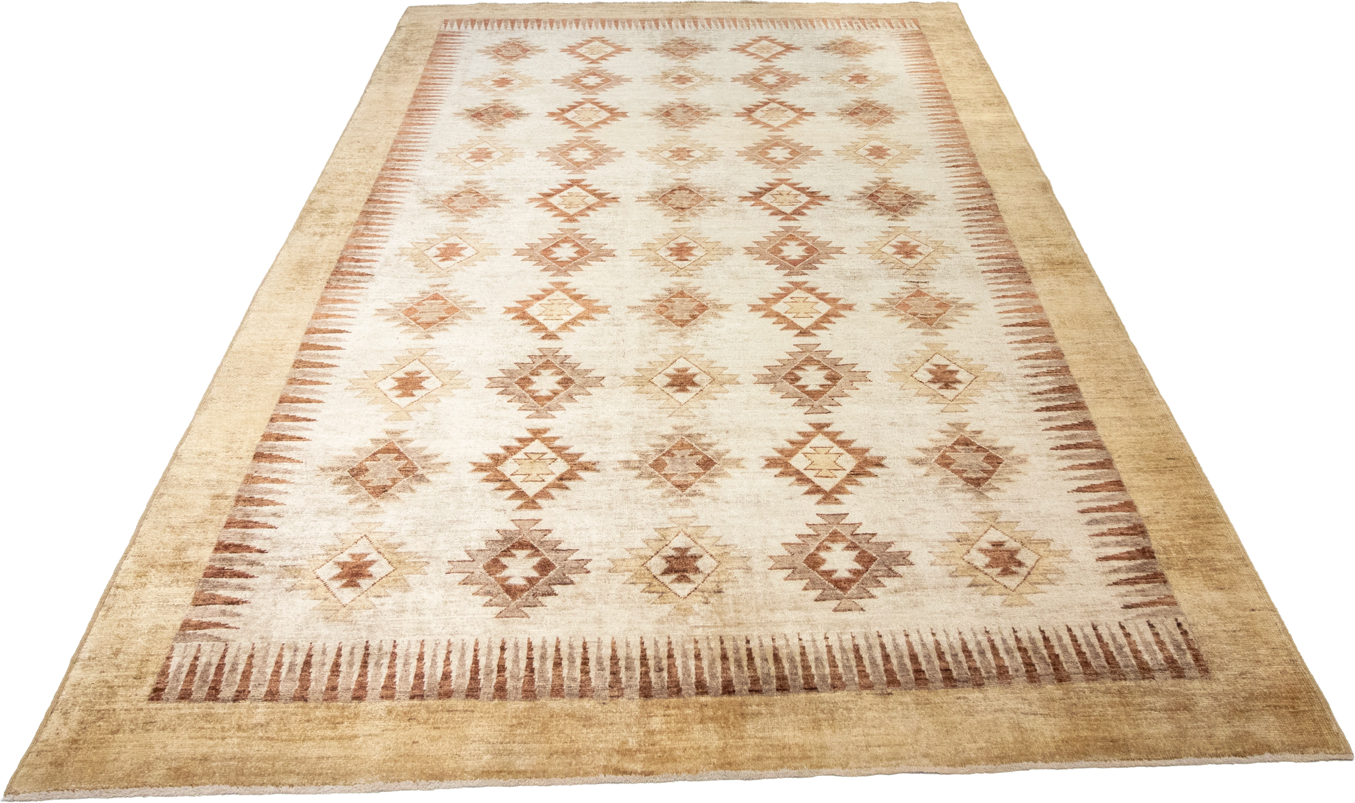 W 5.9 L 9 Mountain Modern 100% Wool Hand-Woven Geometric Design - 57996