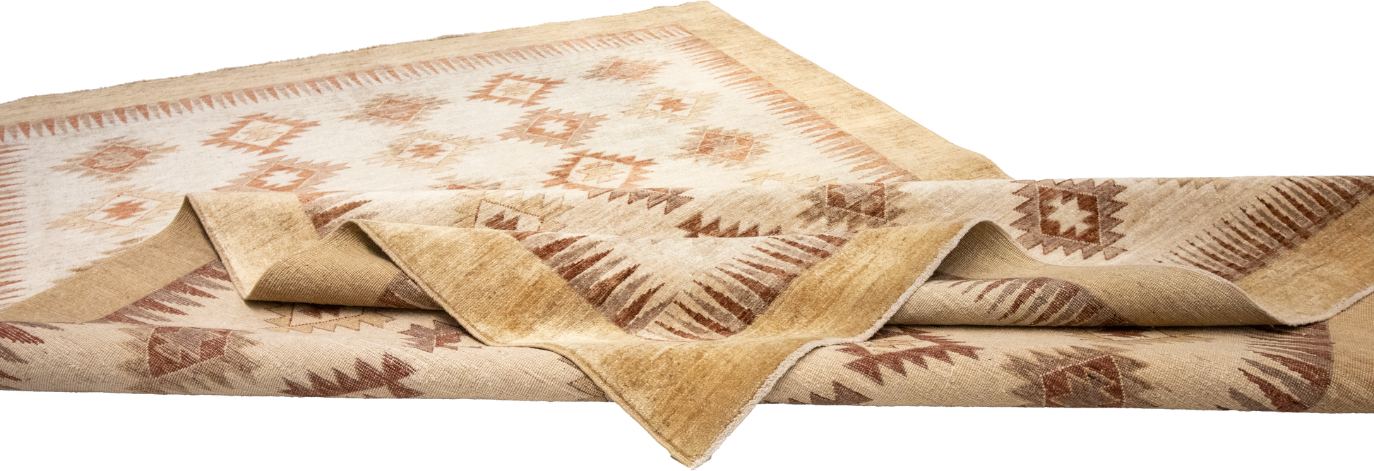 W 5.9 L 9 Mountain Modern 100% Wool Hand-Woven Geometric Design - 57996