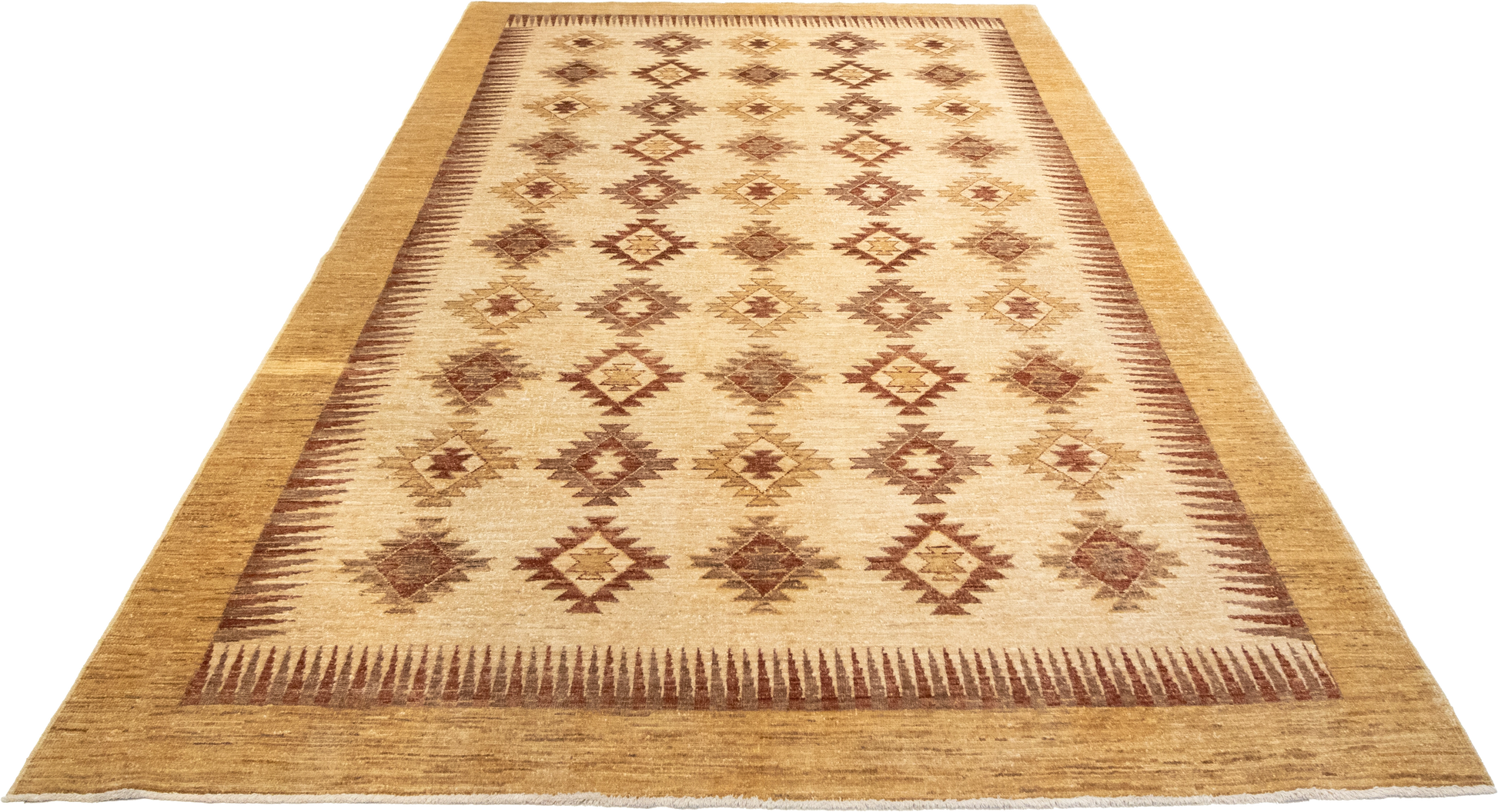 W 5.9 L 9 Mountain Modern 100% Wool Hand-Woven Geometric Design - 57996