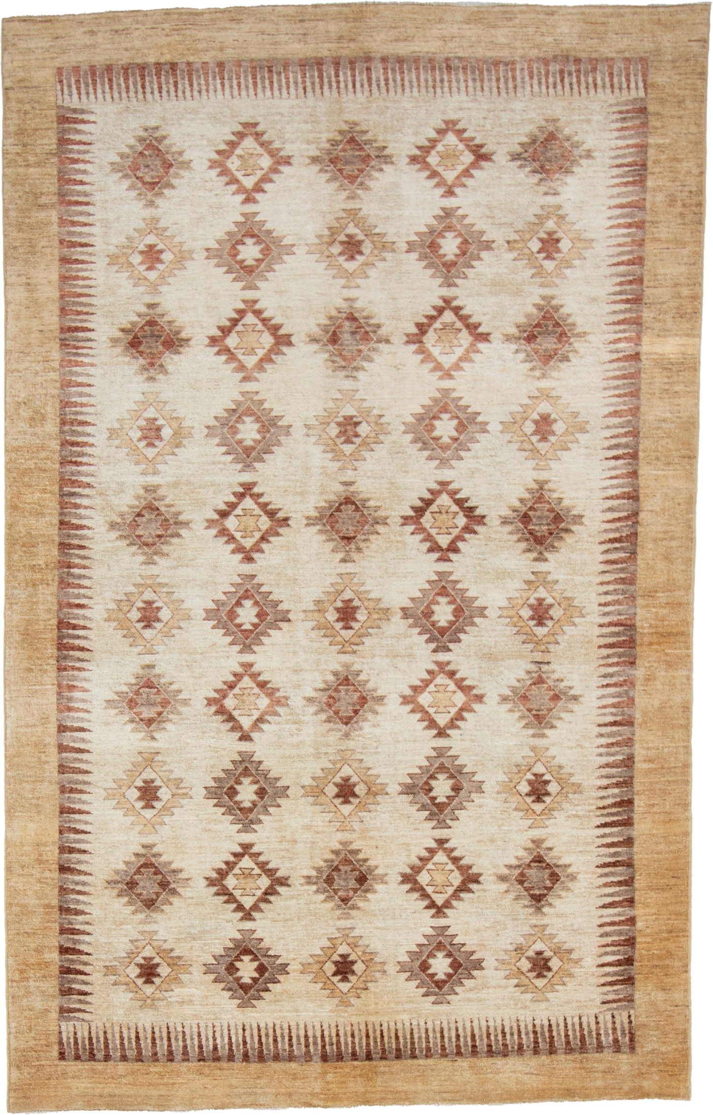 W 5.9 L 9 Mountain Modern 100% Wool Hand-Woven Geometric Design - 57996