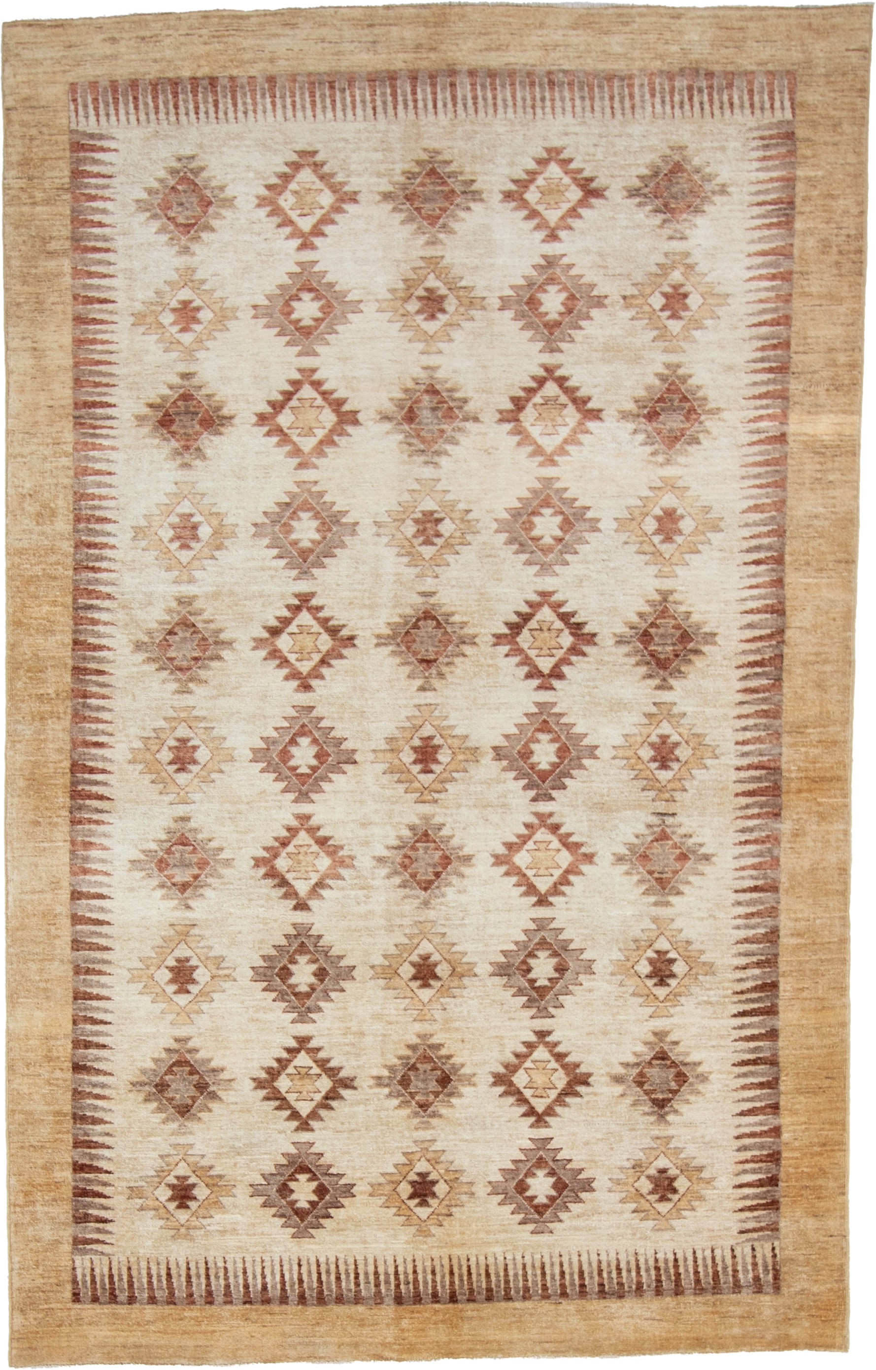 W 5.9 L 9 Mountain Modern 100% Wool Hand-Woven Geometric Design - 57996