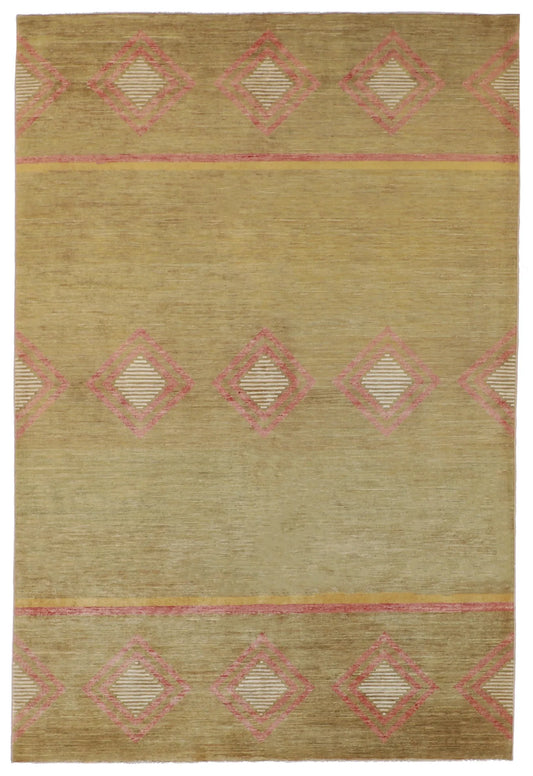 6.3 x 9.4 - Mountain Modern Wool Western Rectangle - Finest Hand-Knotted Quality Wool — 58017