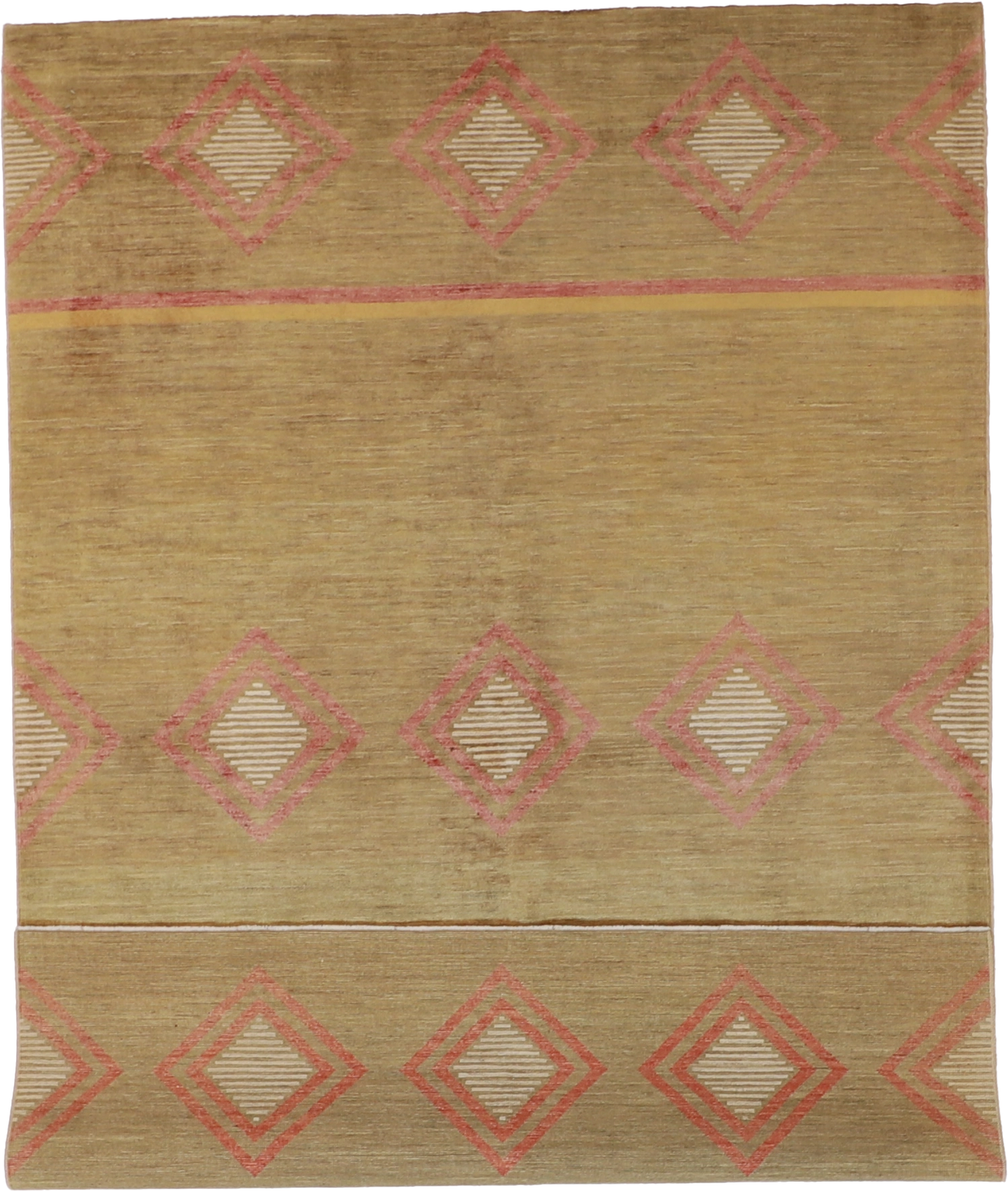 W 6.3 L 9.4 Mountain Modern 100% Wool Handmade Geometric Design - 58017