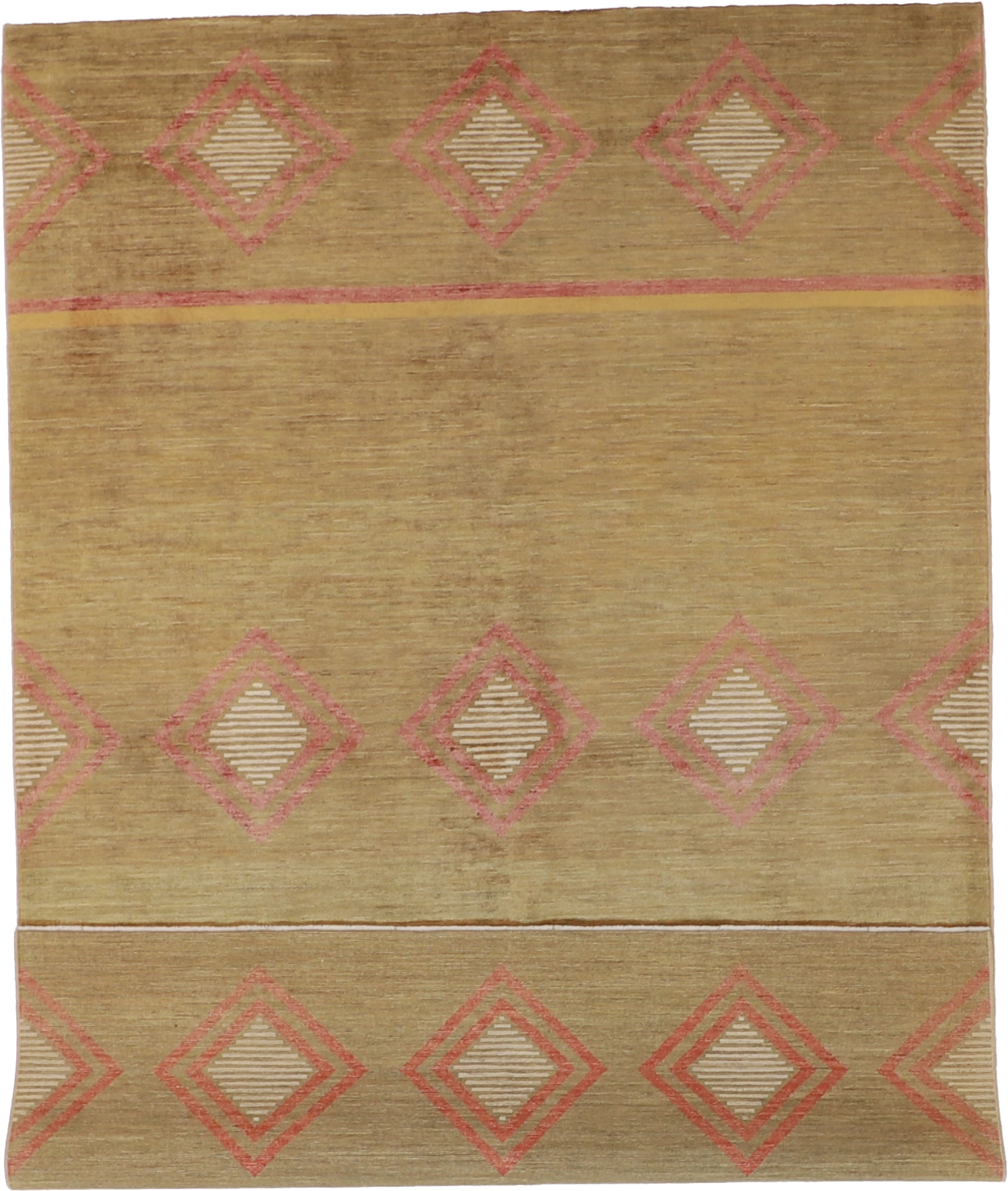 W 6.3 L 9.4 Mountain Modern 100% Wool Handmade Geometric Design - 58017