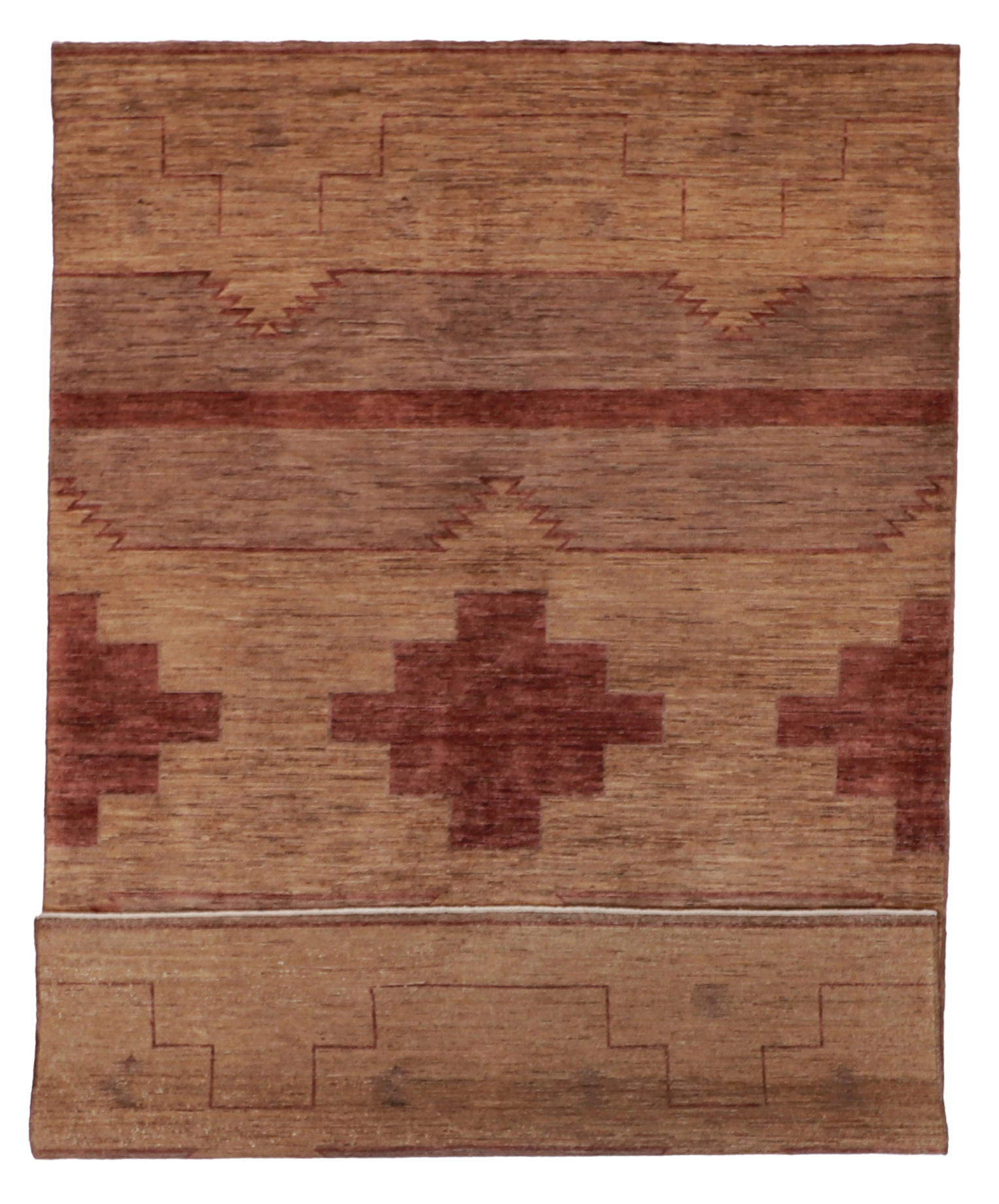 W 5.10 - L 9 - Mountain Modern 100% Wool Handmade Geometric Design - 58020