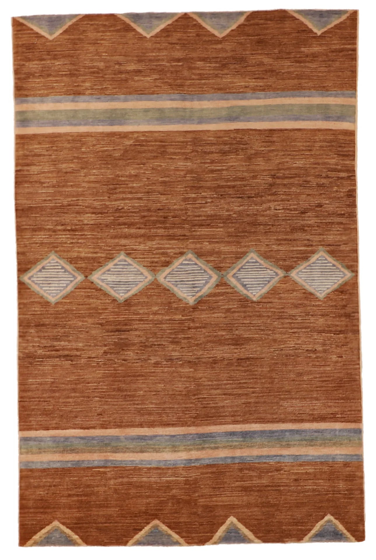 6 x 9.3 - Navajo Wool Western Rectangle - Finest Hand-Knotted Quality Wool — 58023