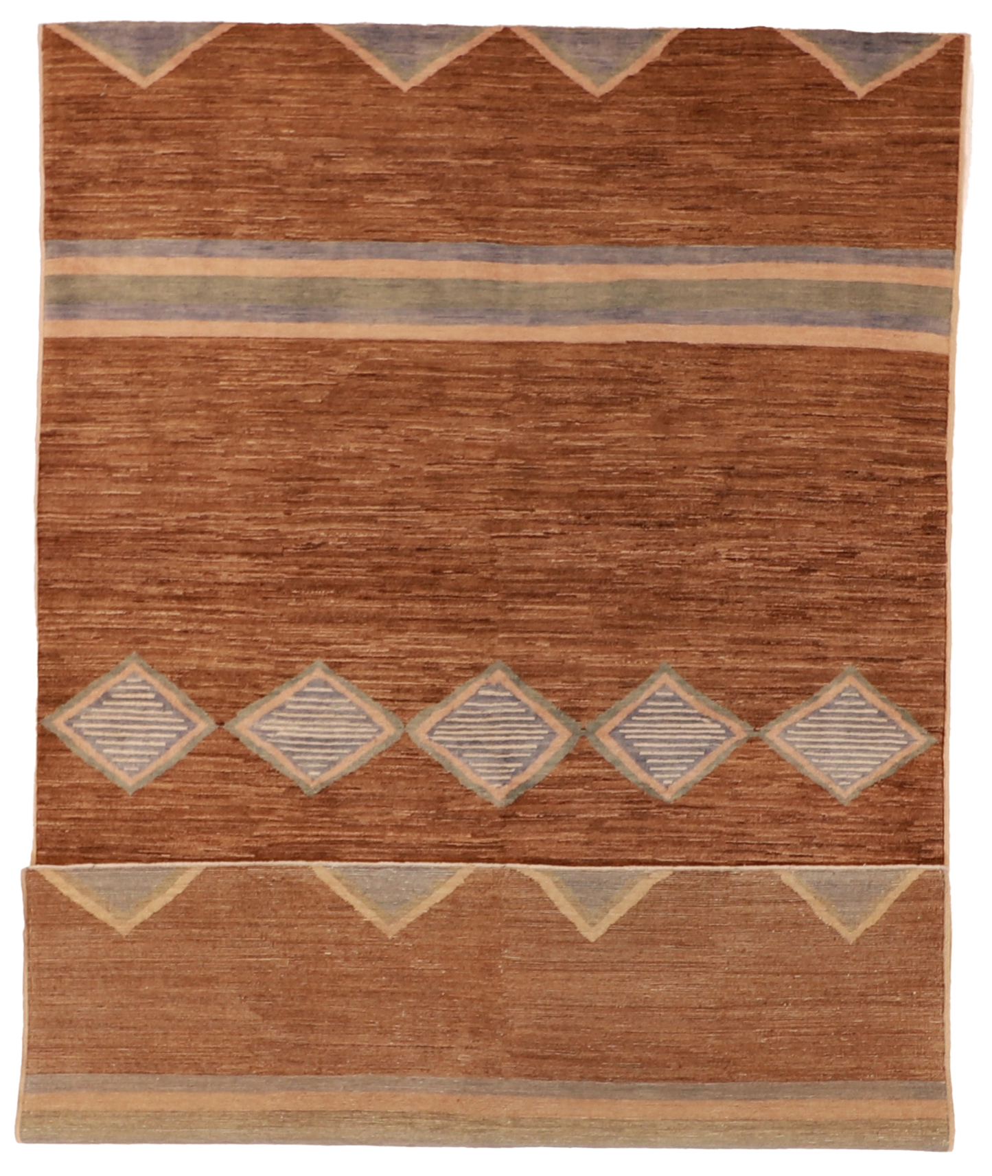 W 6 L 9.3 Mountain Modern 100% Wool Handmade Geometric Design - 58023