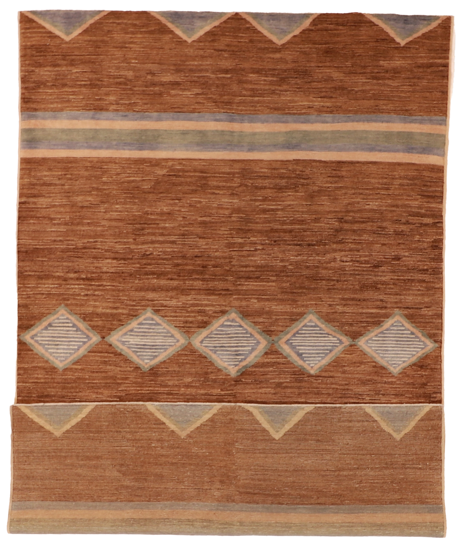 W 6 L 9.3 Mountain Modern 100% Wool Handmade Geometric Design - 58023