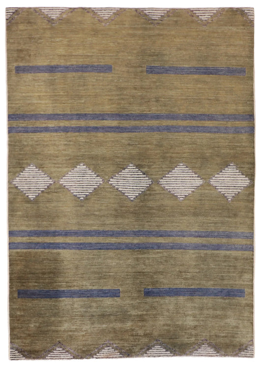 5.1 x 7.3 - Mountain Modern Wool Western Rectangle - Finest Hand-Knotted Quality Wool — 58031