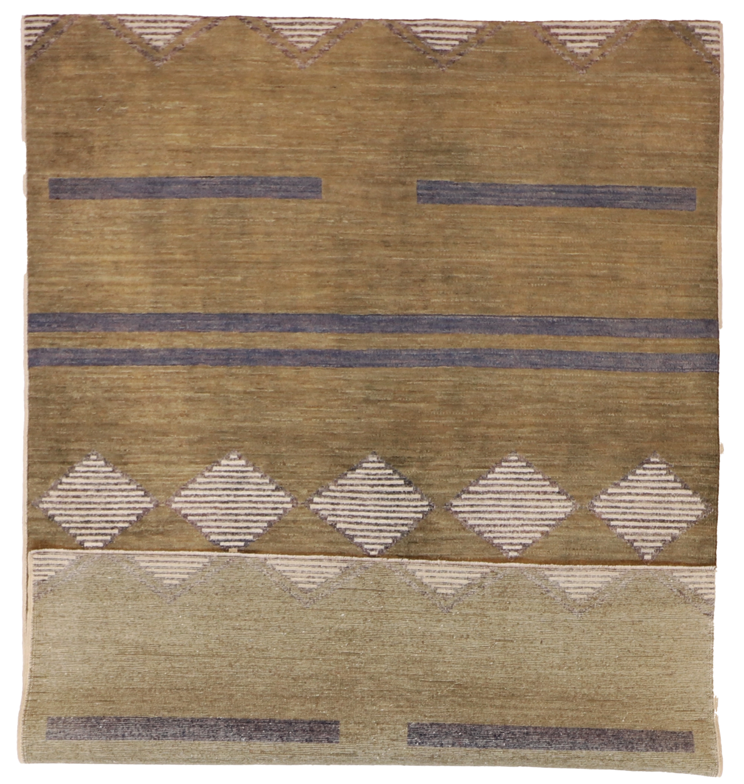 W 5.1 L 7.3 Mountain Modern 100% Wool Hand-Woven Geometric Design - 58031