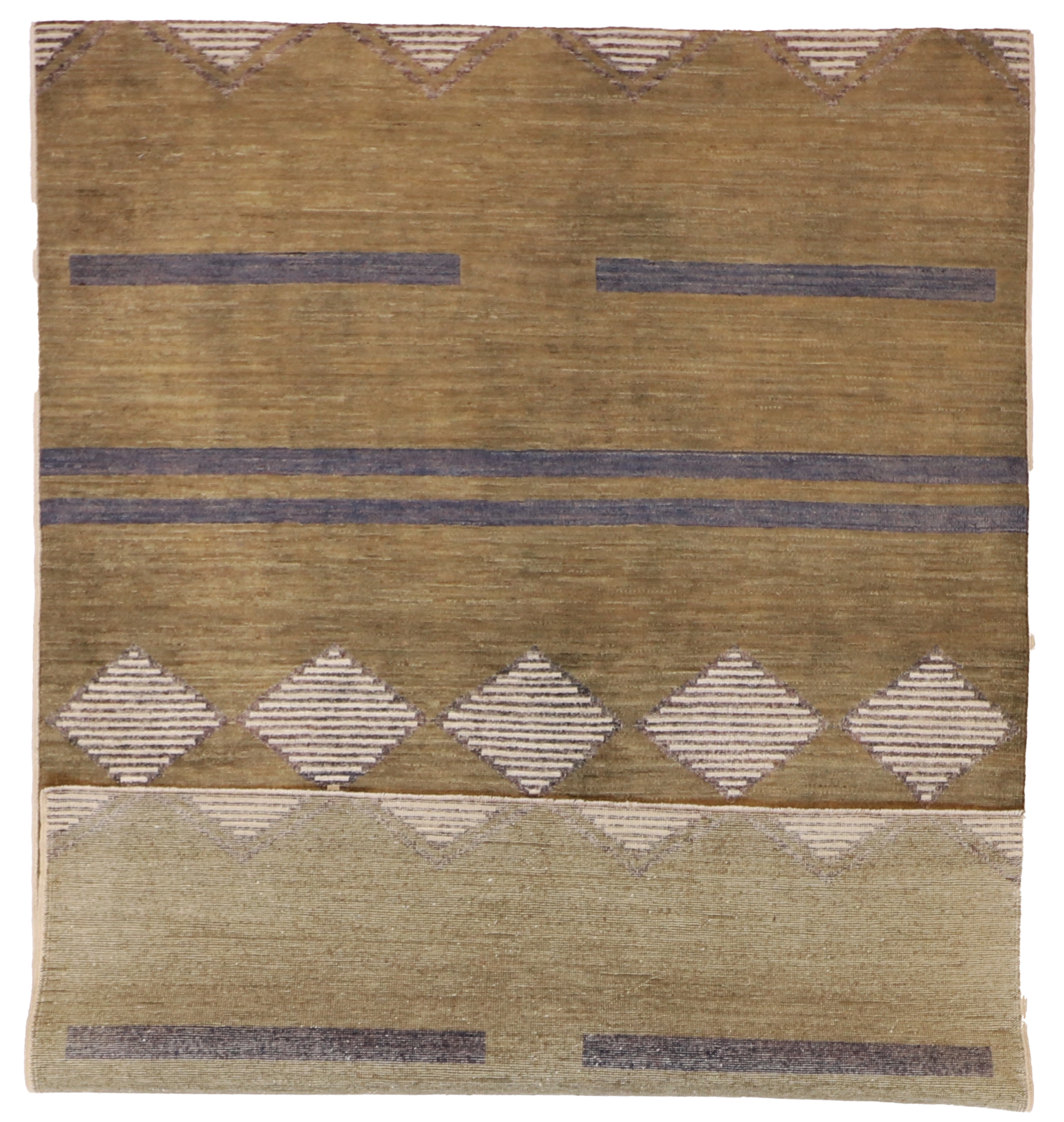 W 5.1 L 7.3 Mountain Modern 100% Wool Hand-Woven Geometric Design - 58031