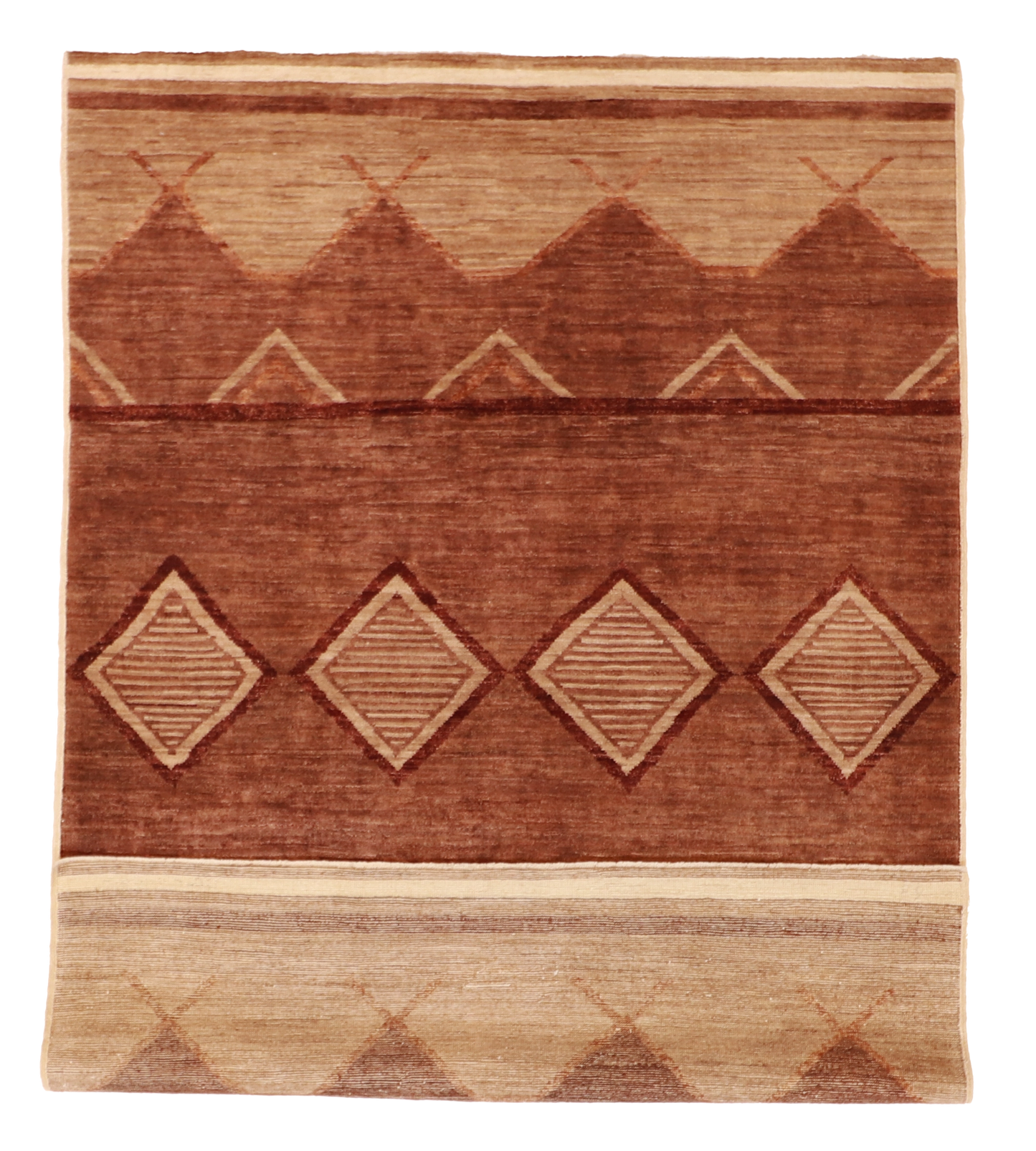 W 5 L 7.4 Mountain Modern 100% Wool Hand-Woven Geometric Design - 58035