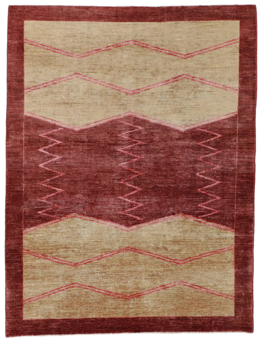 5.1 x 6.8 - Mountian Modern Wool Traditional Rectangle - Finest Hand-Knotted Quality Wool — 58038