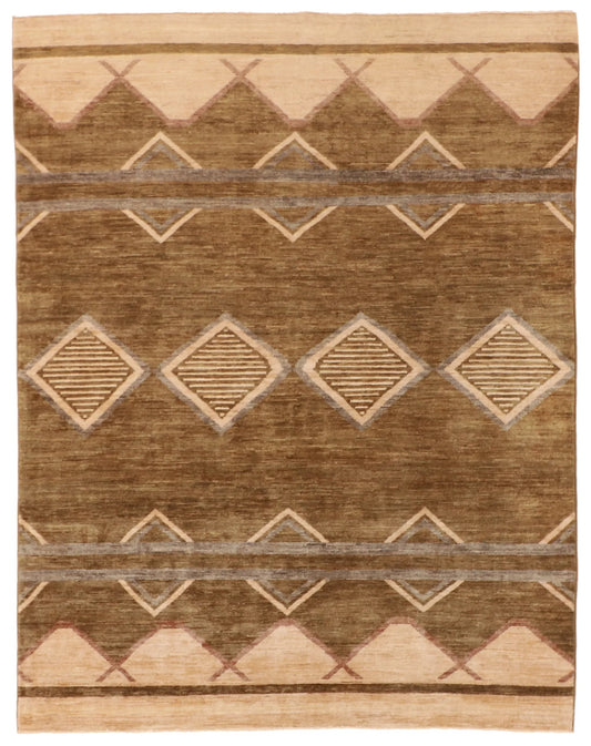 5 x 6.6 - Mountain Modern Wool Western Rectangle - Finest Hand-Knotted Quality Wool — 58039