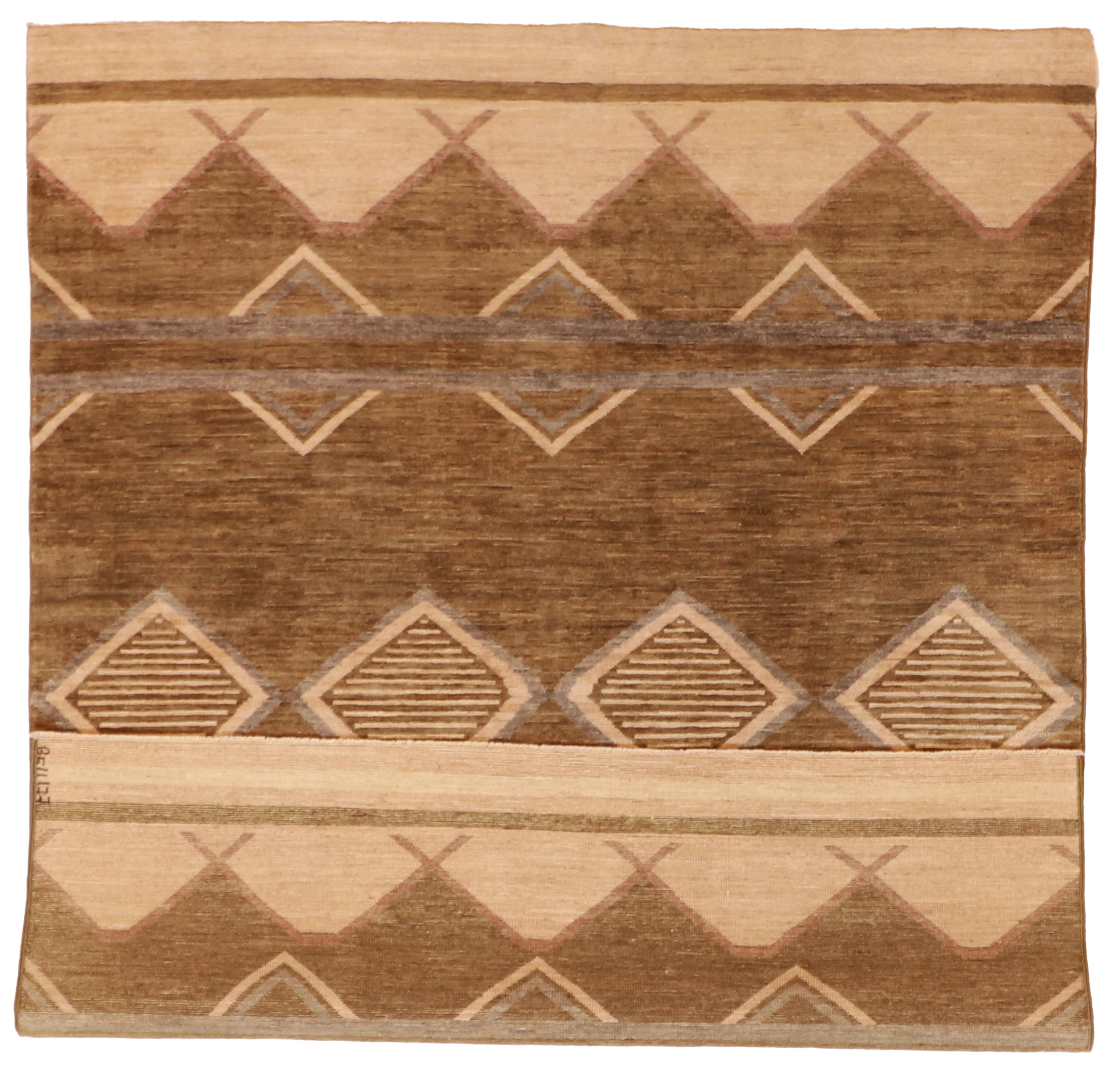 W 5 L 6.6 Mountain Modern 100% Wool Hand-Woven Geometric Design - 58039