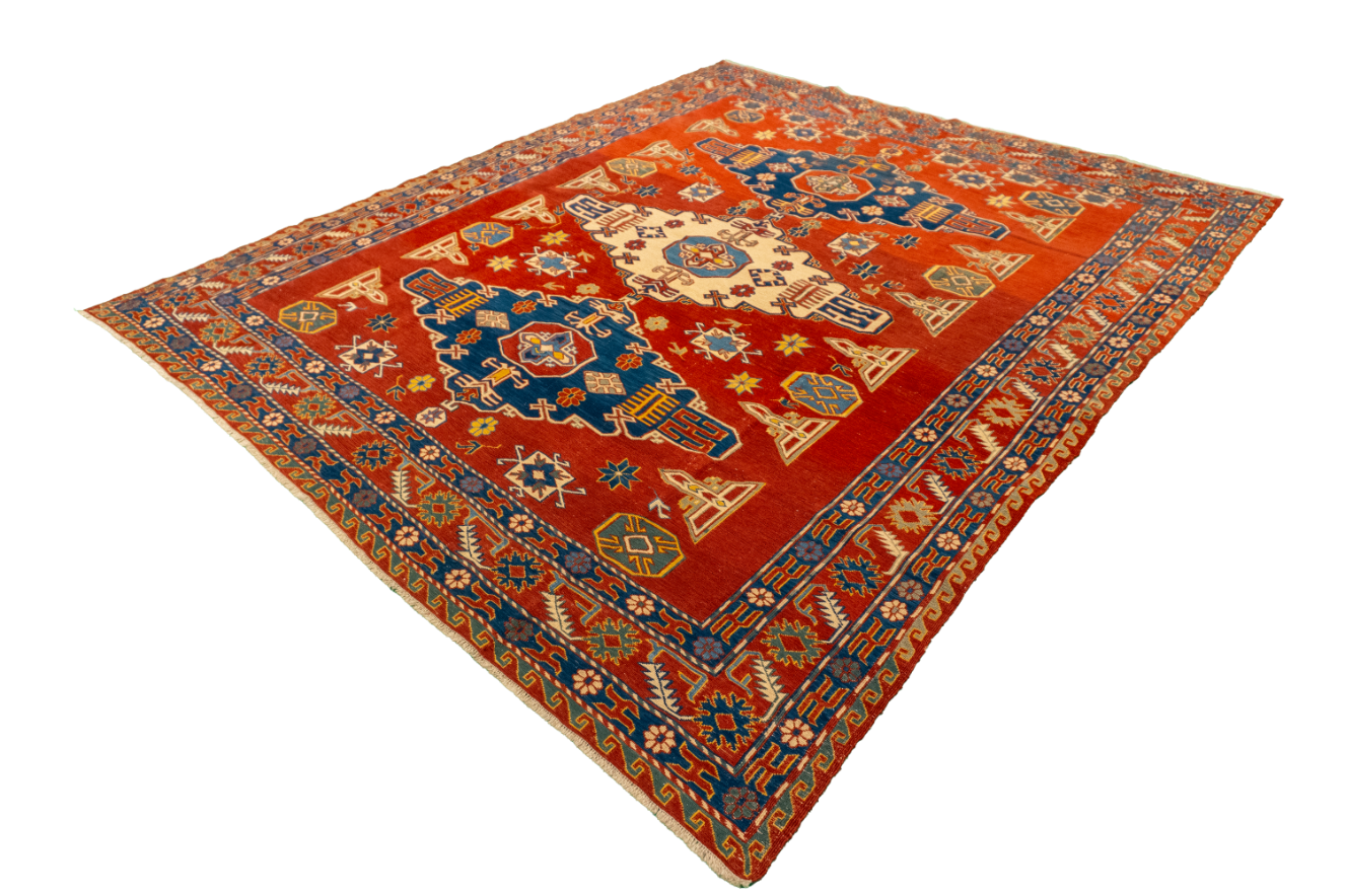 W 6.6 L 7.8 Sumak 100% Wool Hand-Woven All-Over Design - 58070