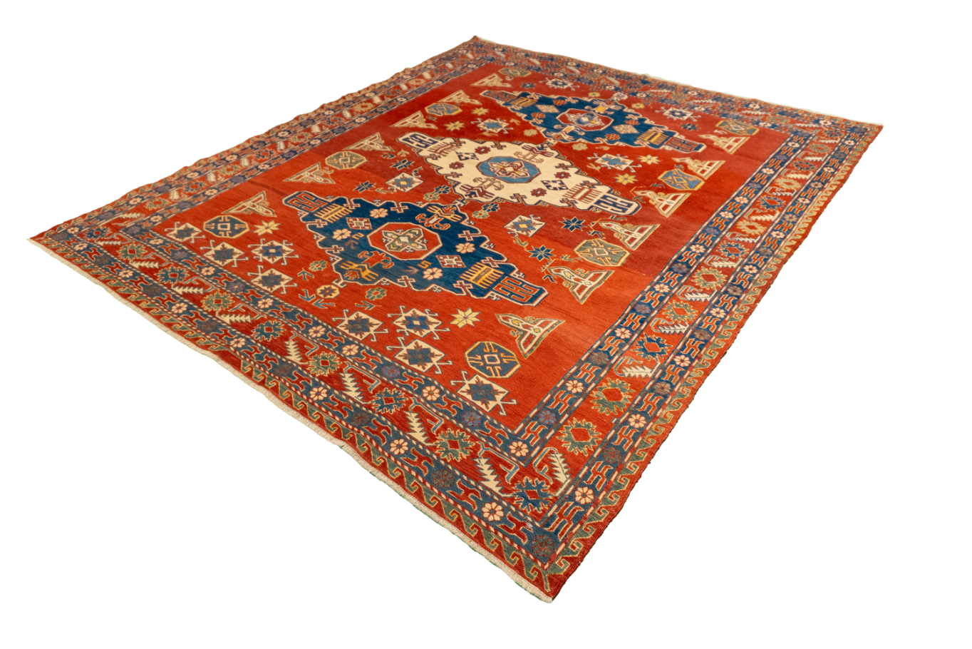 W 6.6 L 7.8 Sumak 100% Wool Hand-Woven All-Over Design - 58070
