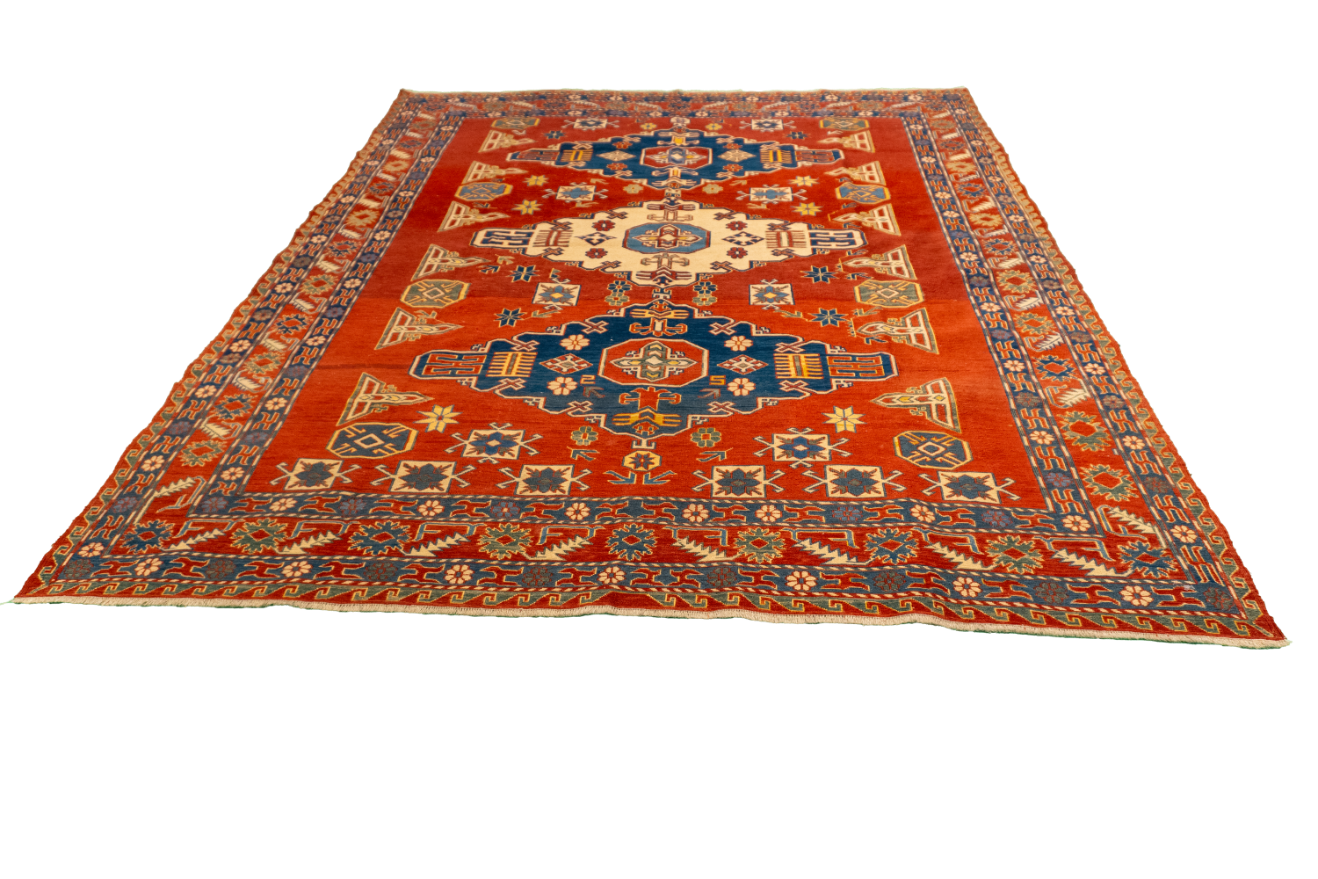 W 6.6 L 7.8 Sumak 100% Wool Hand-Woven All-Over Design - 58070