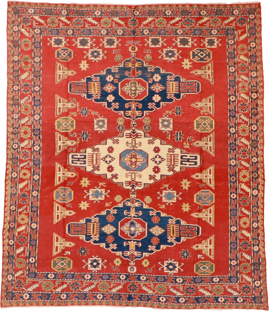 W 6.6 L 7.8 Sumak 100% Wool Hand-Woven All-Over Design - 58070