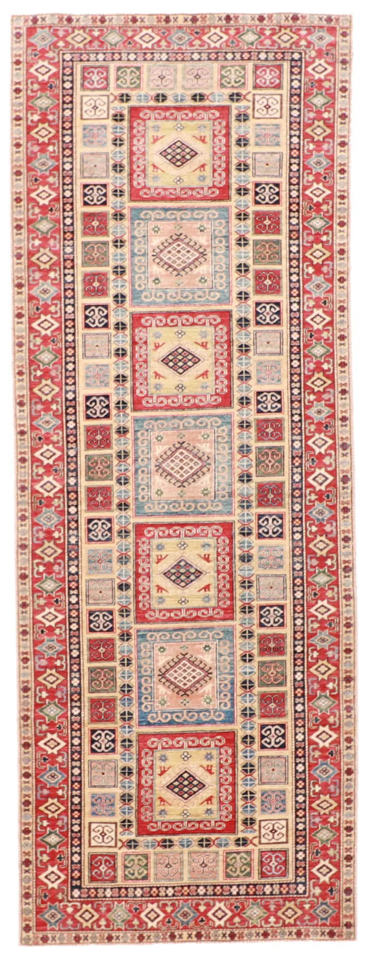 W 4.1 - L 11 - Caucasian Fine/Wool All Over Rectangle - Finest Hand-Knotted Quality Wool - 58116
