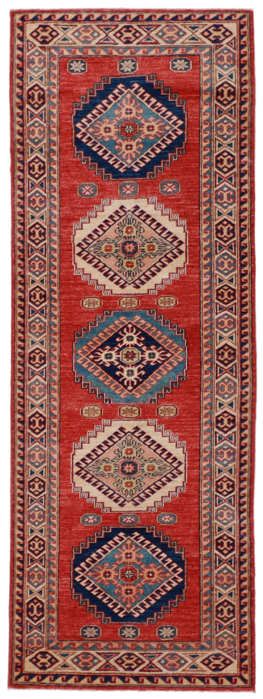 W 2.8 L 7.6 Bakhtiarie Runner 100% Wool Handmade Pakistan Geometric Design - 58122