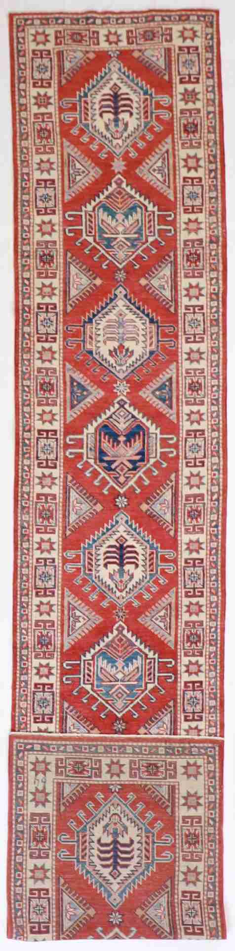 W 2.10 - L 14.2 - Karageh Fine All Over Rectangle - Finest Hand-Knotted Quality Wool - 58139