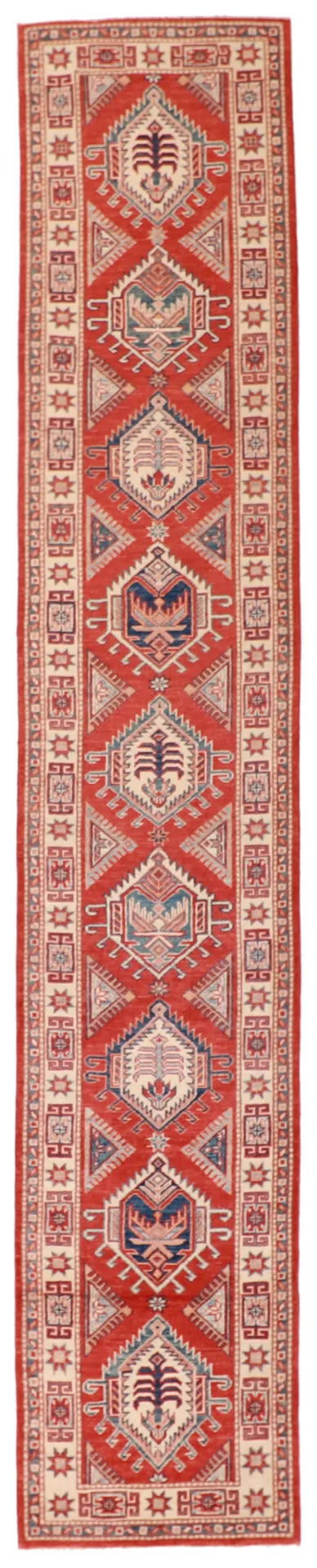 W 2.7 - L 14.4 - Karageh Fine All Over Rectangle - Finest Hand-Knotted Quality Wool - 58143