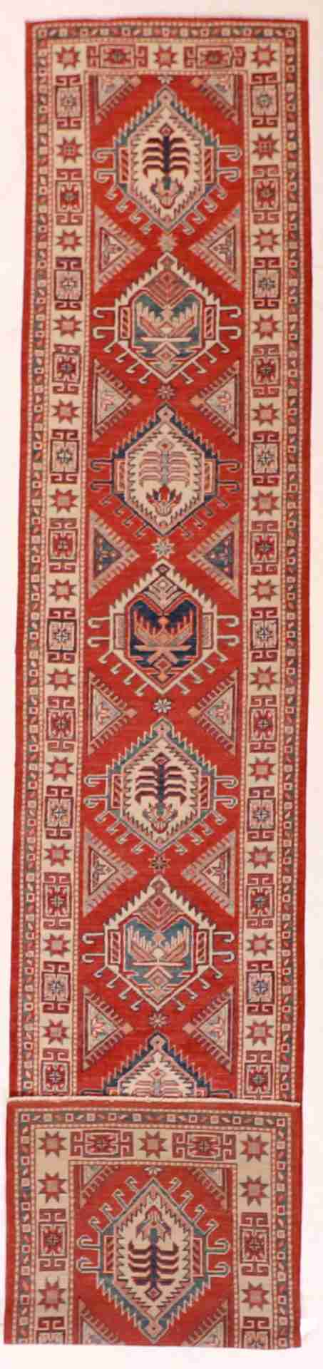 W 2.7 - L 14.4 - Karageh Fine All Over Rectangle - Finest Hand-Knotted Quality Wool - 58143