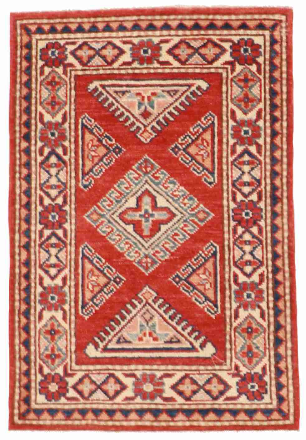 W 2 - L 3 - Kazak Fine All Over Rectangle - Finest Hand-Knotted Quality Wool - 58148