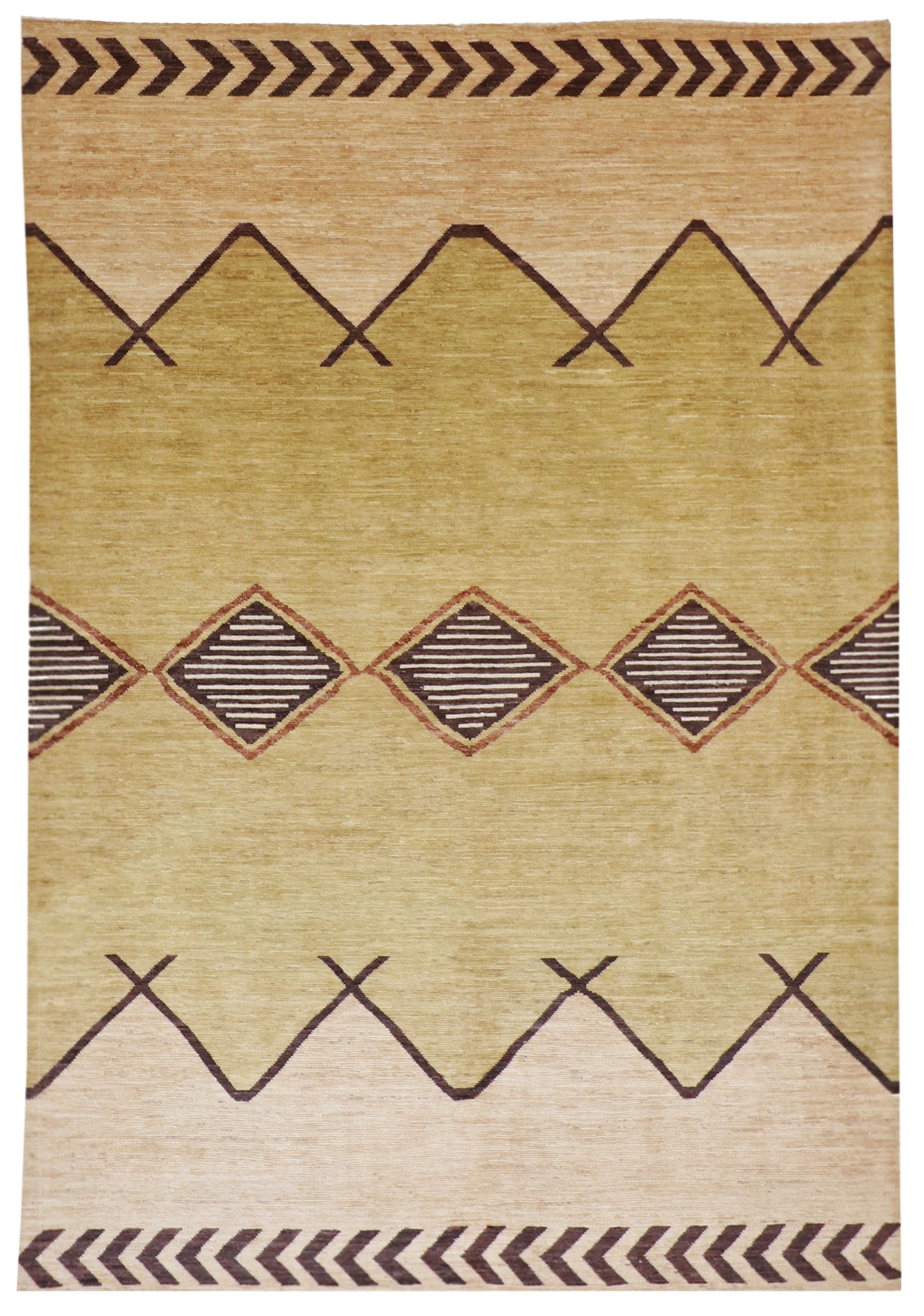 W 6.2 L 8.10 Mountain Modern 100% Wool Handmade Geometric Design - 58155