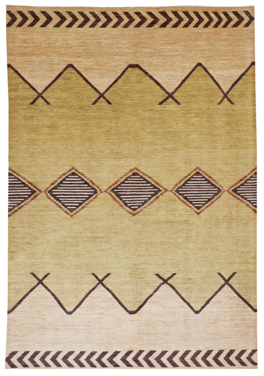 W 6.2 L 8.10 Mountain Modern 100% Wool Handmade Geometric Design - 58155