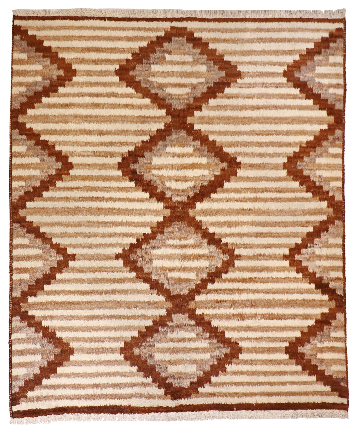 W 8.6 L 10 Moroccan 100% Wool Hand-Knotted Pile Rug - 58157