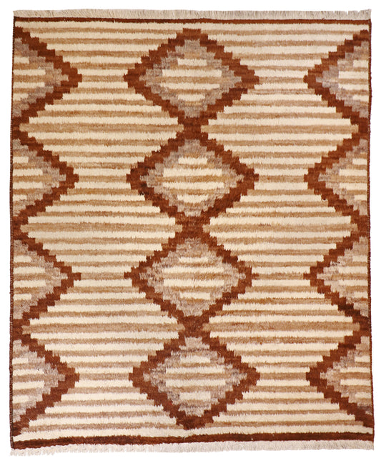 W 8.6 L 10 Moroccan 100% Wool Hand-Knotted Pile Rug - 58157