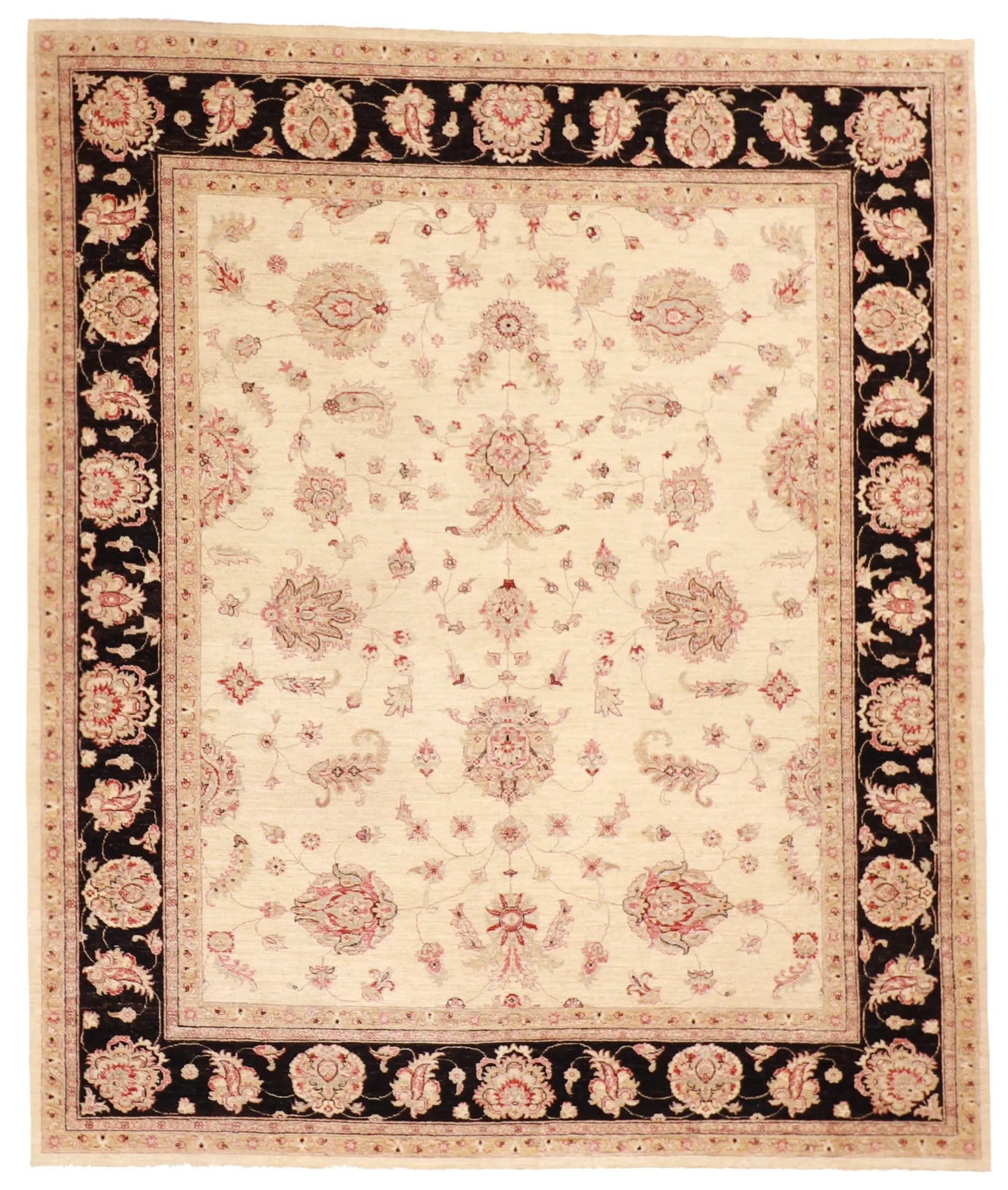 W 8.2 L 9.7 Isfahan 100% Wool Hand-Woven All-Over Design - 58179