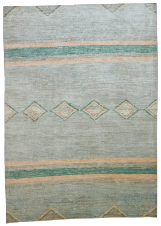 W 6.2 L 8.6 Mountain Modern 100% Wool Handmade Geometric Design - 58223