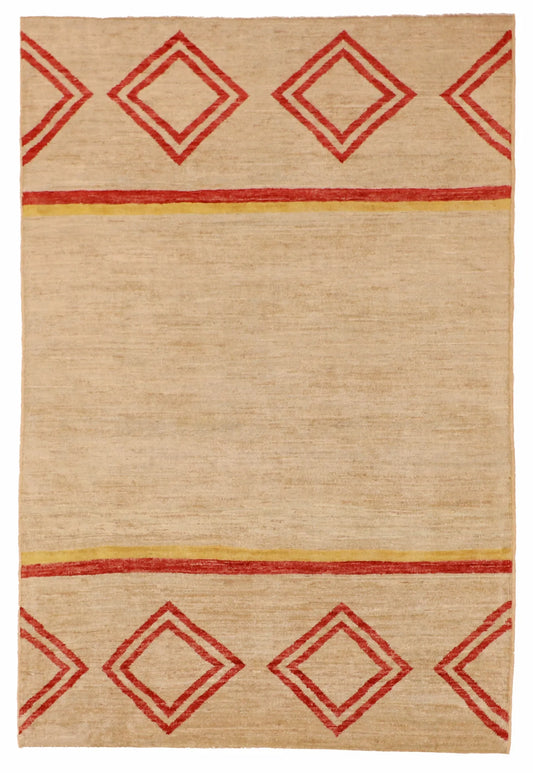 4.1 x 6.1 - Mountain Modern Wool Western Rectangle - Finest Hand-Knotted Quality Wool — 58224